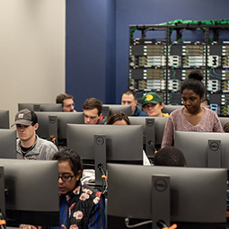 Students working in a computer lab