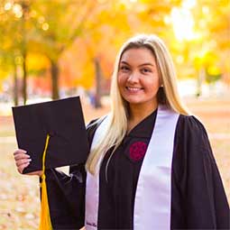 Jessica Rhinesmith in her cap and gown