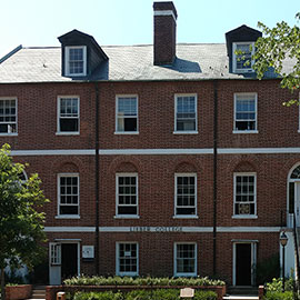 Front of Lieber College during renovations