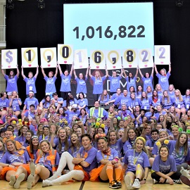 Dance Marathon celebrating fundraising total