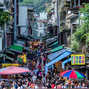 A modern-day market in an indigenous Atayal village, Taiwan.