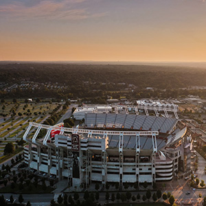 williams-brice football stadium shot from above at sunset