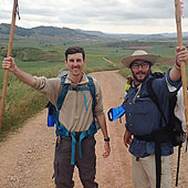 Coy Gibson, left, and James Armstrong, both '14 graduates of Carolina, on the Way of St. James.